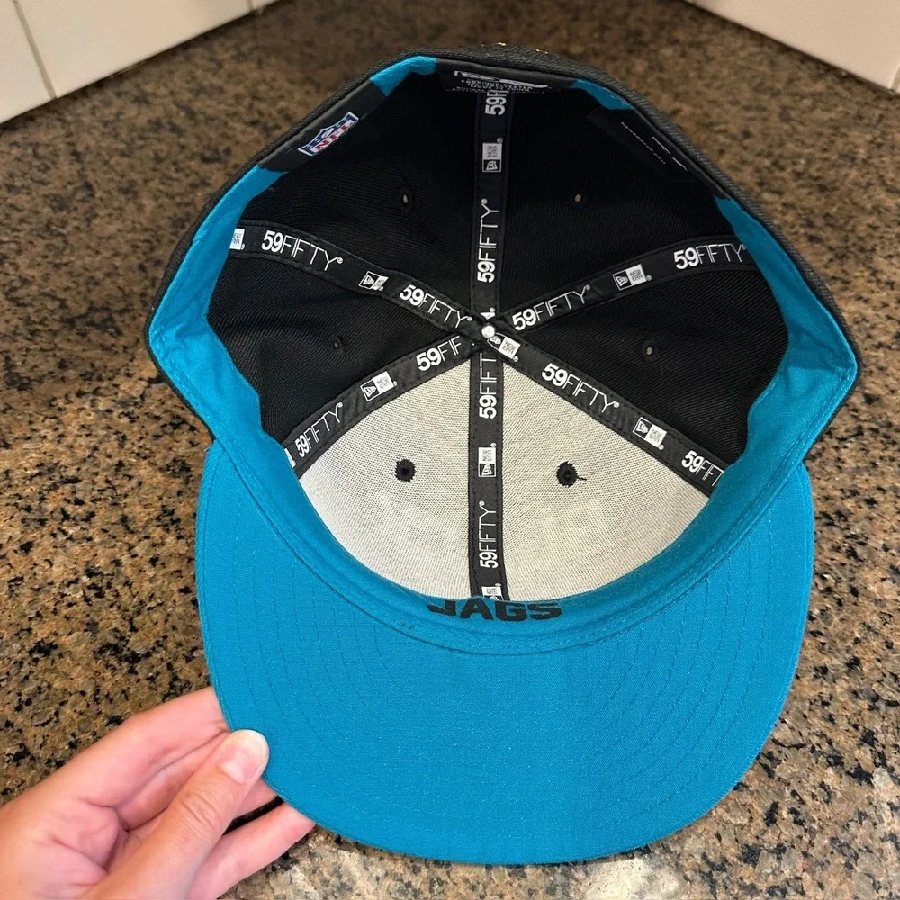 Jacksonville Jaguars Black & Teal NFL Football New Era 59Fifty Cap Hat 7 3/8 - Picture 6 of 8